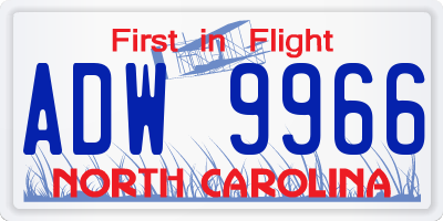 NC license plate ADW9966