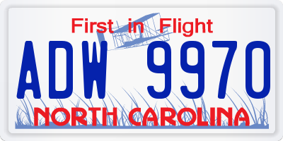 NC license plate ADW9970