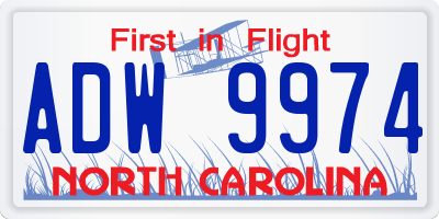 NC license plate ADW9974