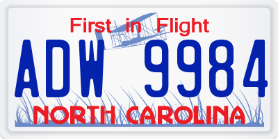 NC license plate ADW9984