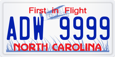 NC license plate ADW9999