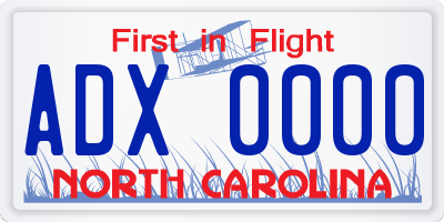 NC license plate ADX0000