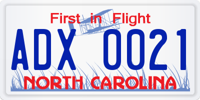 NC license plate ADX0021