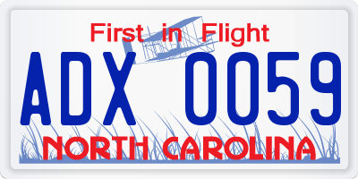 NC license plate ADX0059
