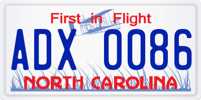 NC license plate ADX0086