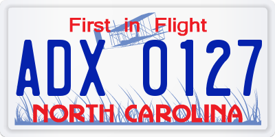 NC license plate ADX0127