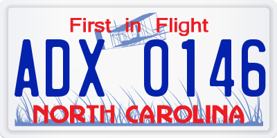 NC license plate ADX0146