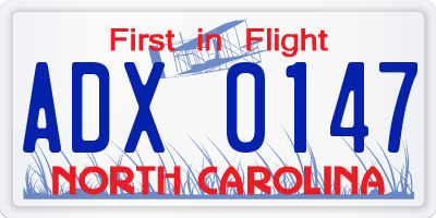 NC license plate ADX0147