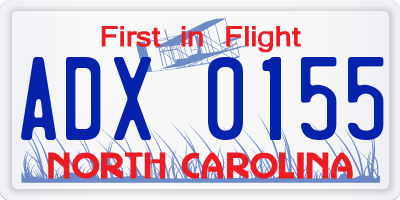 NC license plate ADX0155
