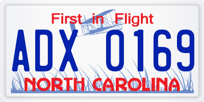 NC license plate ADX0169