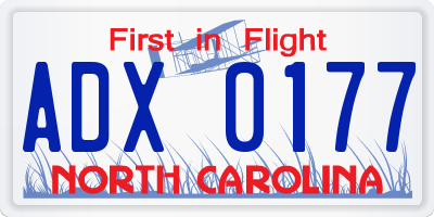 NC license plate ADX0177