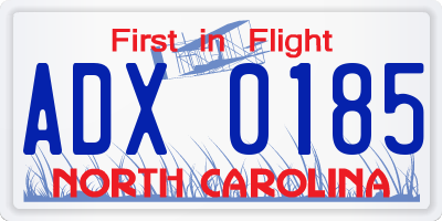 NC license plate ADX0185