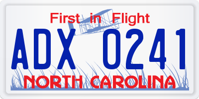 NC license plate ADX0241