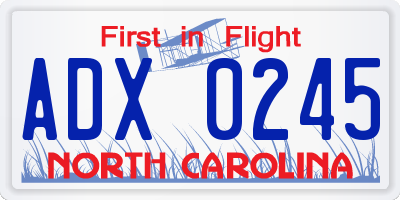 NC license plate ADX0245
