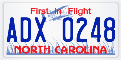 NC license plate ADX0248