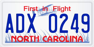NC license plate ADX0249