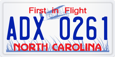 NC license plate ADX0261
