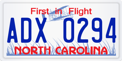 NC license plate ADX0294