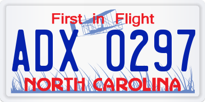 NC license plate ADX0297