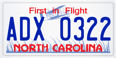 NC license plate ADX0322