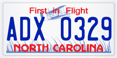 NC license plate ADX0329