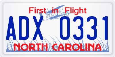 NC license plate ADX0331