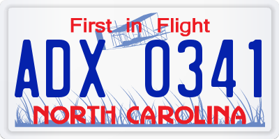 NC license plate ADX0341