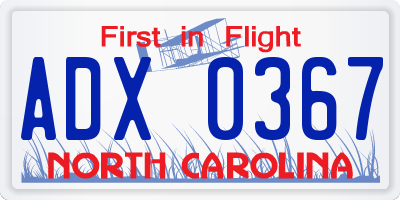 NC license plate ADX0367