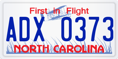 NC license plate ADX0373