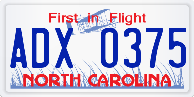 NC license plate ADX0375
