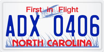 NC license plate ADX0406