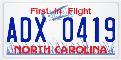 NC license plate ADX0419