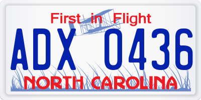 NC license plate ADX0436