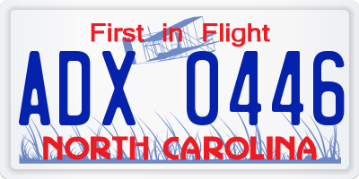 NC license plate ADX0446