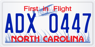 NC license plate ADX0447