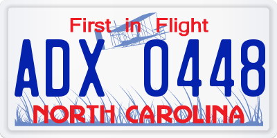 NC license plate ADX0448
