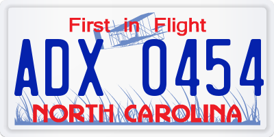 NC license plate ADX0454