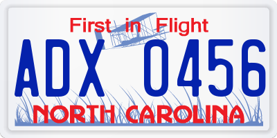 NC license plate ADX0456