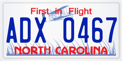 NC license plate ADX0467