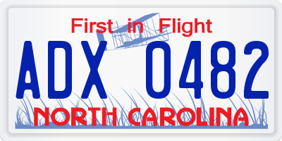 NC license plate ADX0482