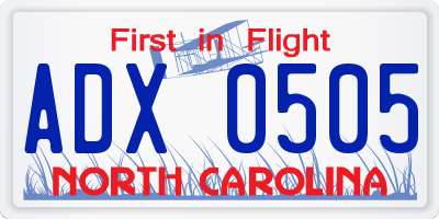 NC license plate ADX0505