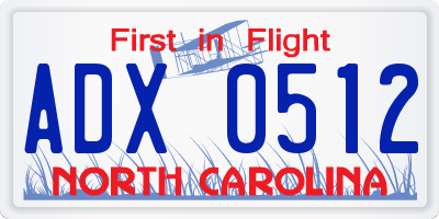 NC license plate ADX0512