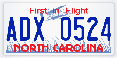NC license plate ADX0524