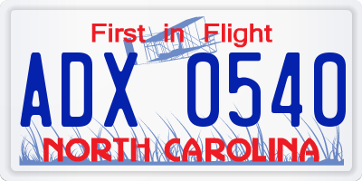 NC license plate ADX0540