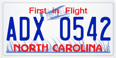 NC license plate ADX0542