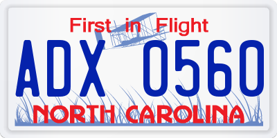 NC license plate ADX0560