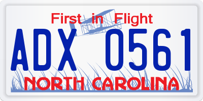 NC license plate ADX0561