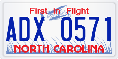 NC license plate ADX0571