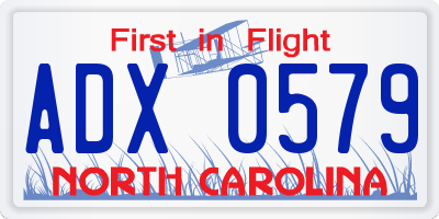 NC license plate ADX0579