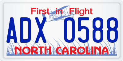 NC license plate ADX0588
